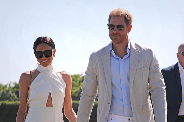 The Duke and Duchess of Sussex during the Royal Salute Polo Challenge, in Florida (Yaroslav Sabitov/PA)