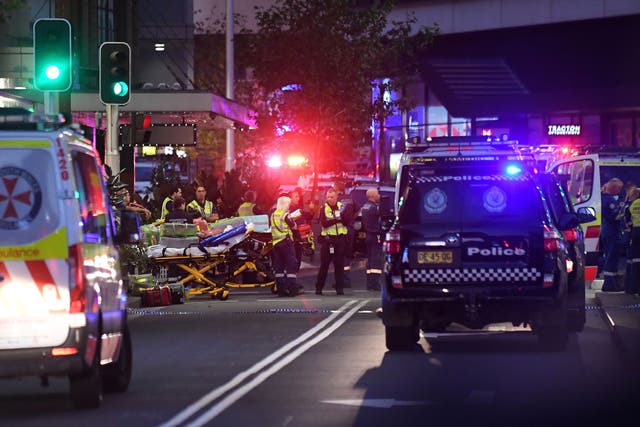 Emergency services at Bondi Junction (Steven Saphore/AAP Image via AP)