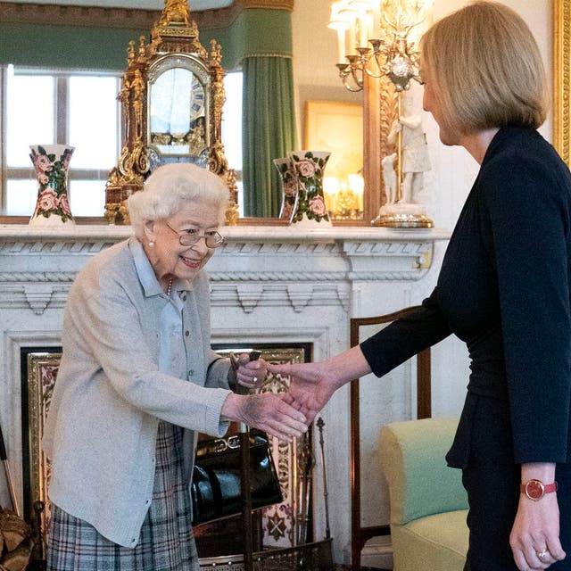 <p>Queen Elizabeth greets Liz Truss after she was elected leader of the Conservative Party </p>