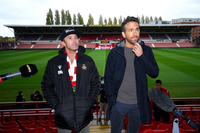 Wrexham co-chairmen Rob McElhenney and Ryan Reynolds. (Peter Byrne/PA)