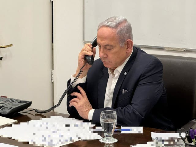 <p>Prime minister Benjamin Netanyahu after the Iranian missile attacks on Israel </p>
