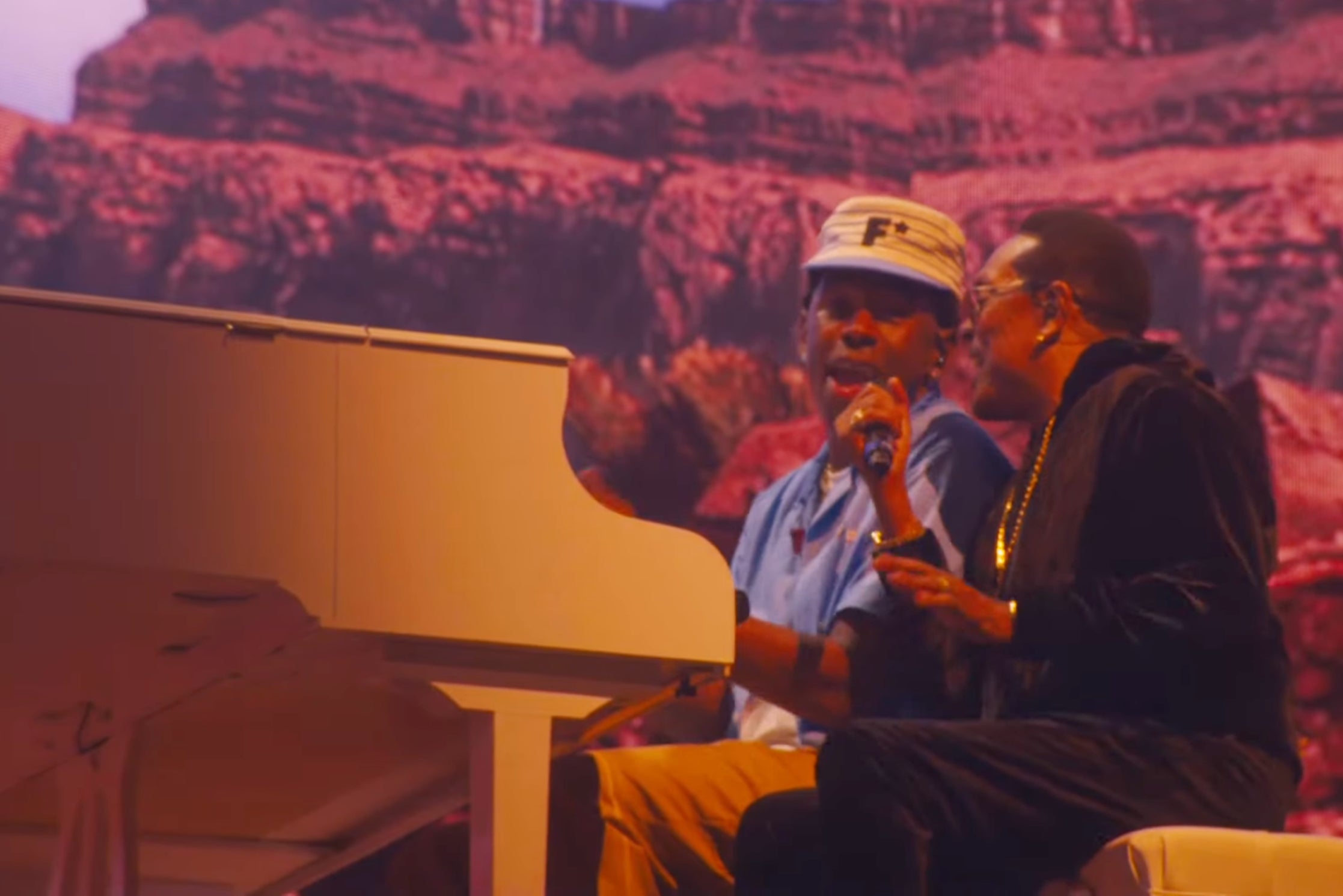 Tyler, the Creator and Charlie Wilson onstage at Coachella 2024