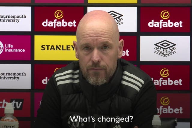<p>Erik ten Hag storms out of Man Utd press conference and refuses to answer question.</p>