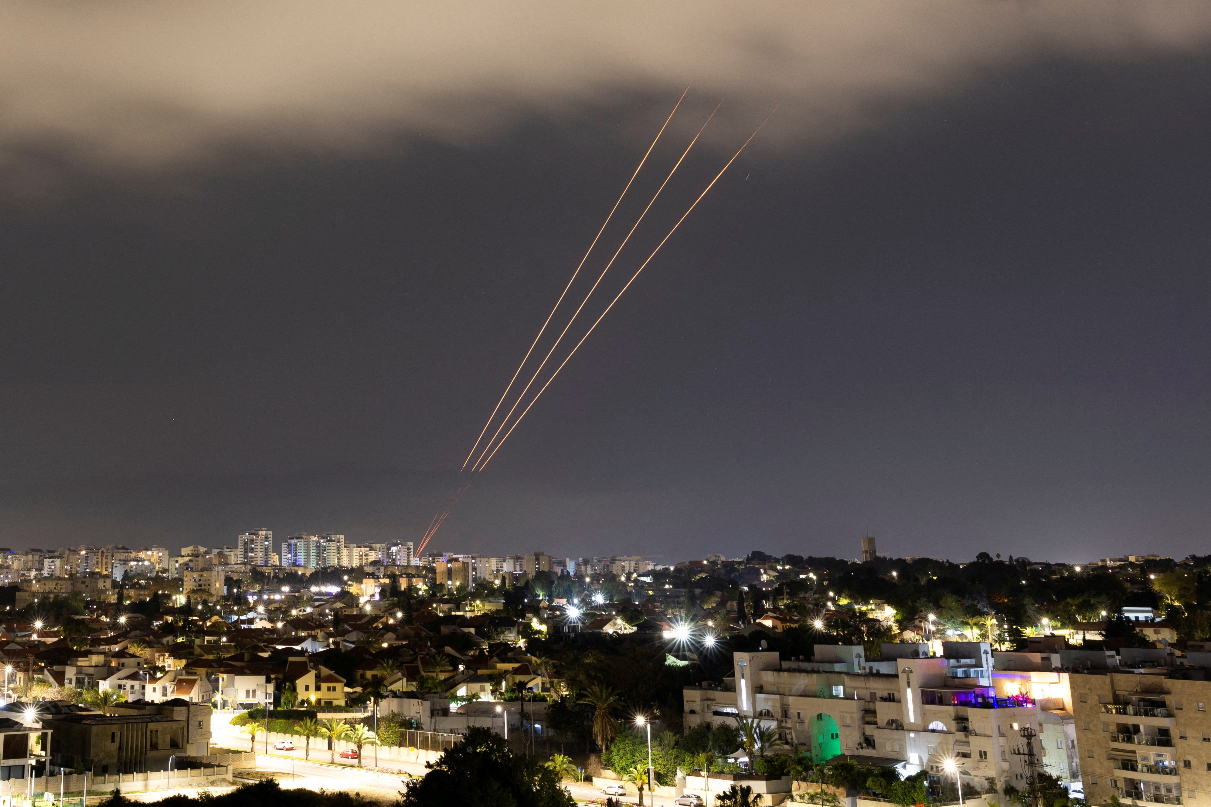 An anti-missile battery opens fire in Ashkelon during Iran’s attack