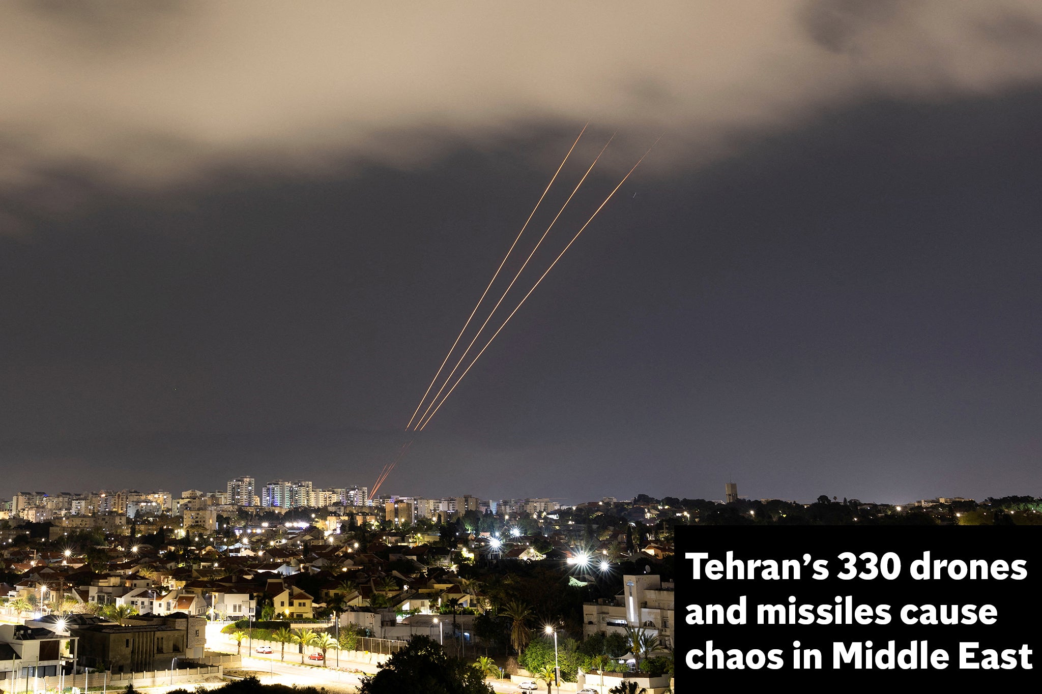 The attack comes in retaliation to an Iranian drone and misile strike on Israel, pictured