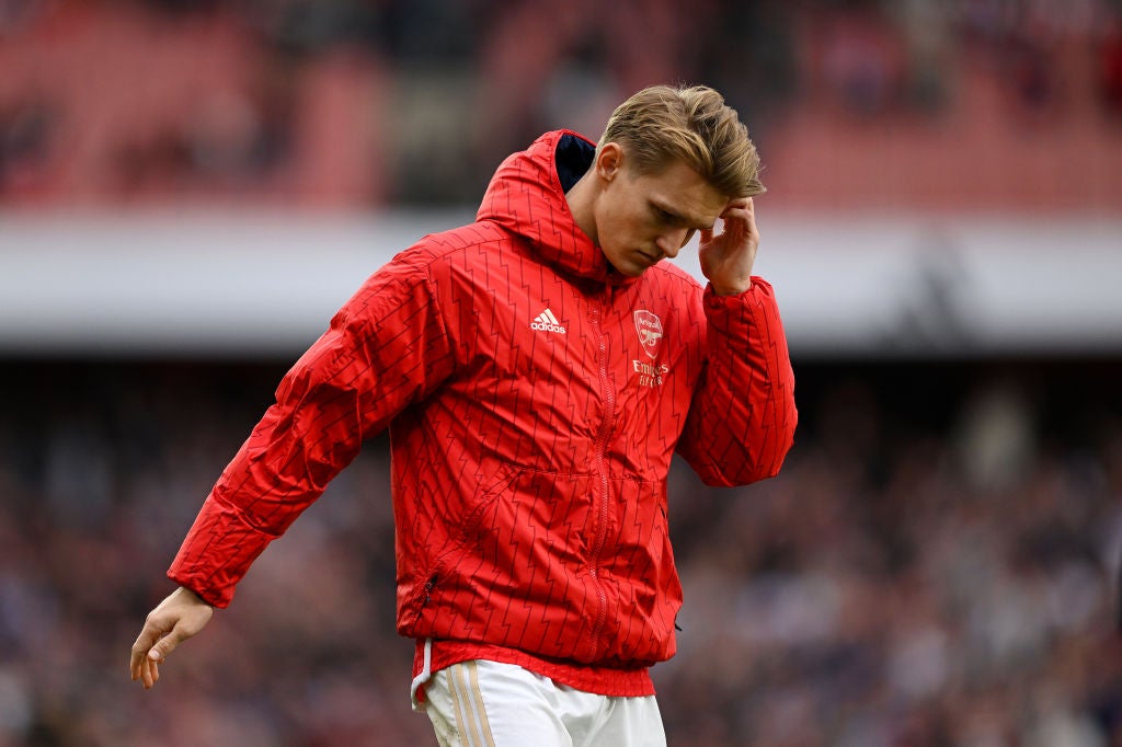 Arsenal captain Martin Odegaard was taken off ahead of Wednesday’s trip to Bayern Munich