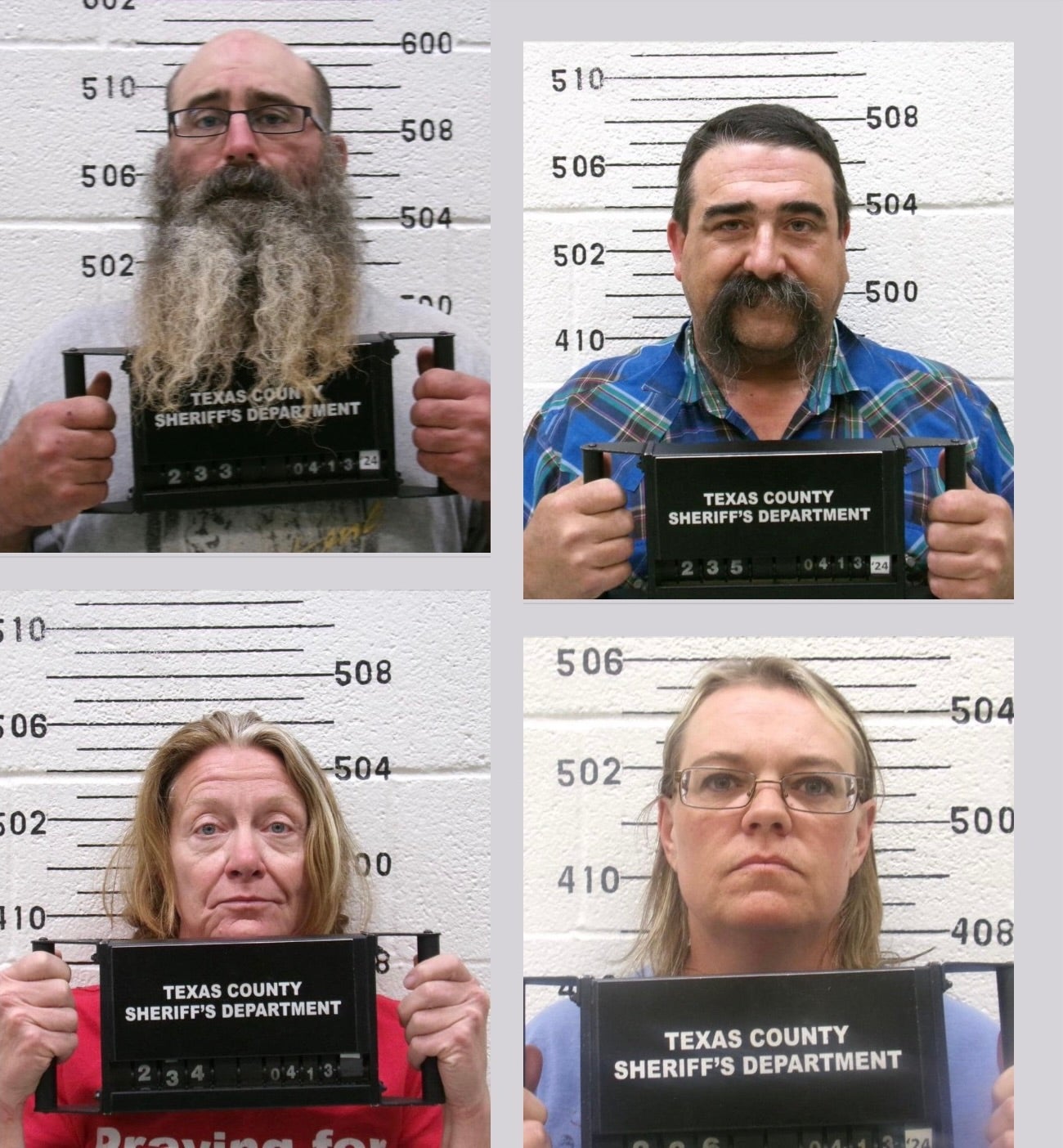 Tad Bert Cullum, 43, Tifany Machel Adams, 54, Cole Earl Twombly, 50 and Cora Twombly were arrested and charged with murder in connection with the disappearance of Veronica Butler, 27, and Jilian Kelley, 39.