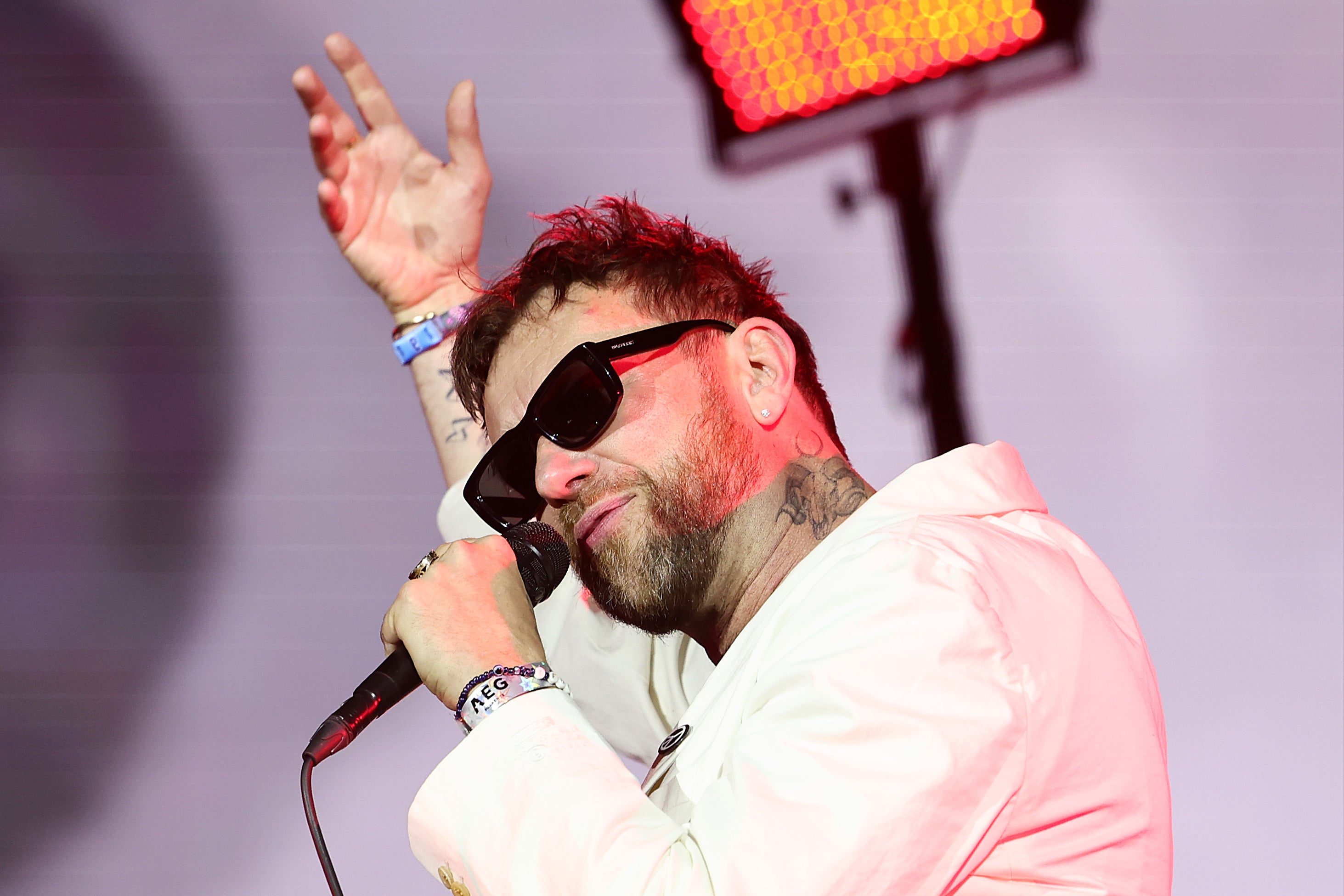 Damon Albarn of Blur performs at the Coachella Stage during the 2024 Coachella Valley Music and Arts Festival