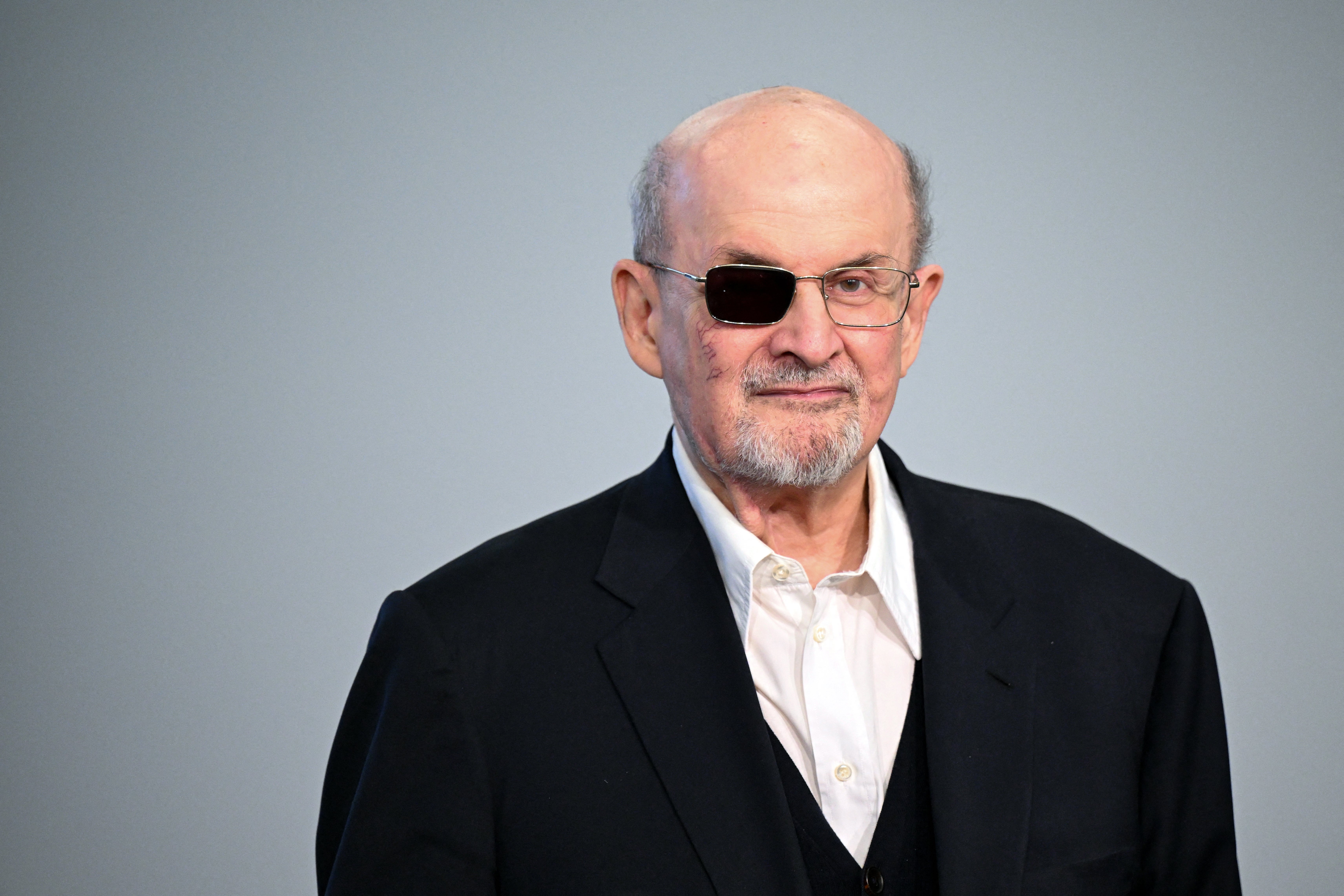 Salman Rushdie, pictured in October 2023, gave his first televised interview since he was attacked and nearly killed in 2022 over his 1988 novel