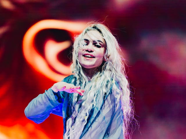 <p>Grimes performs at the Sahara Stage at the 2024 Coachella Valley Music And Arts Festival</p>