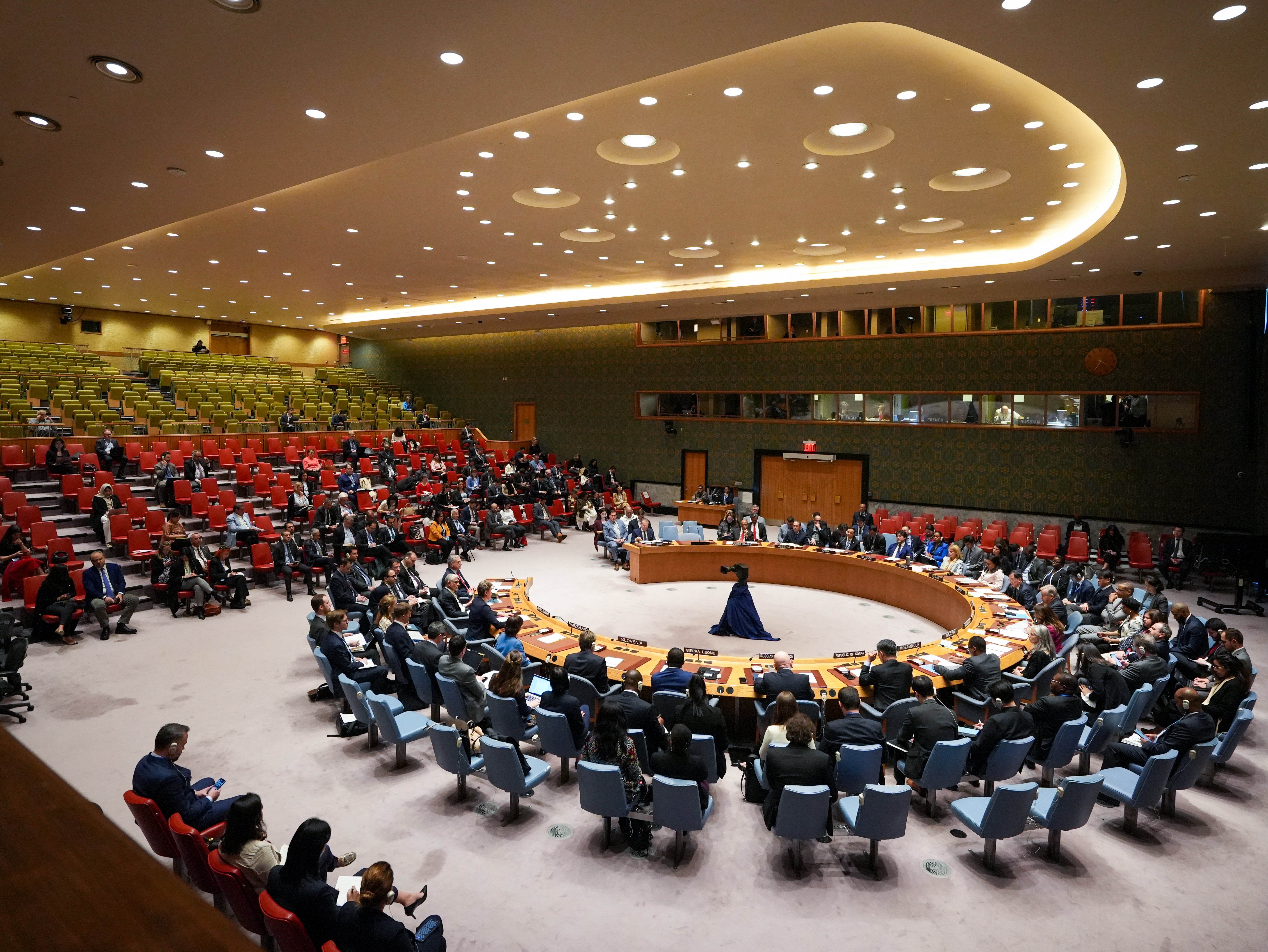 Members of the United Nations Security Council gather for an emergency meeting in New York following Iran’s attack