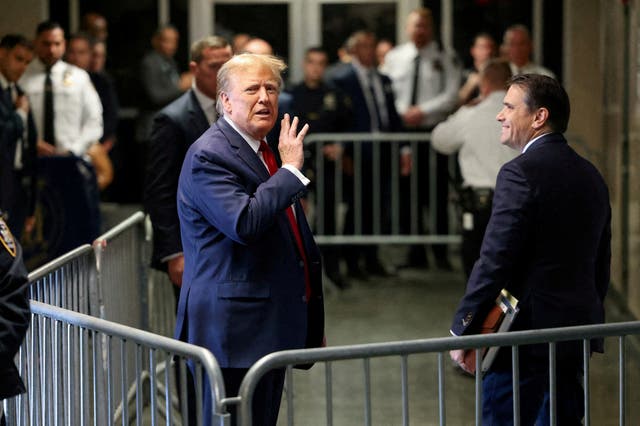 <p>Former US president Donald Trump attends a hearing in New York City on a criminal case linked to a hush money payment</p>