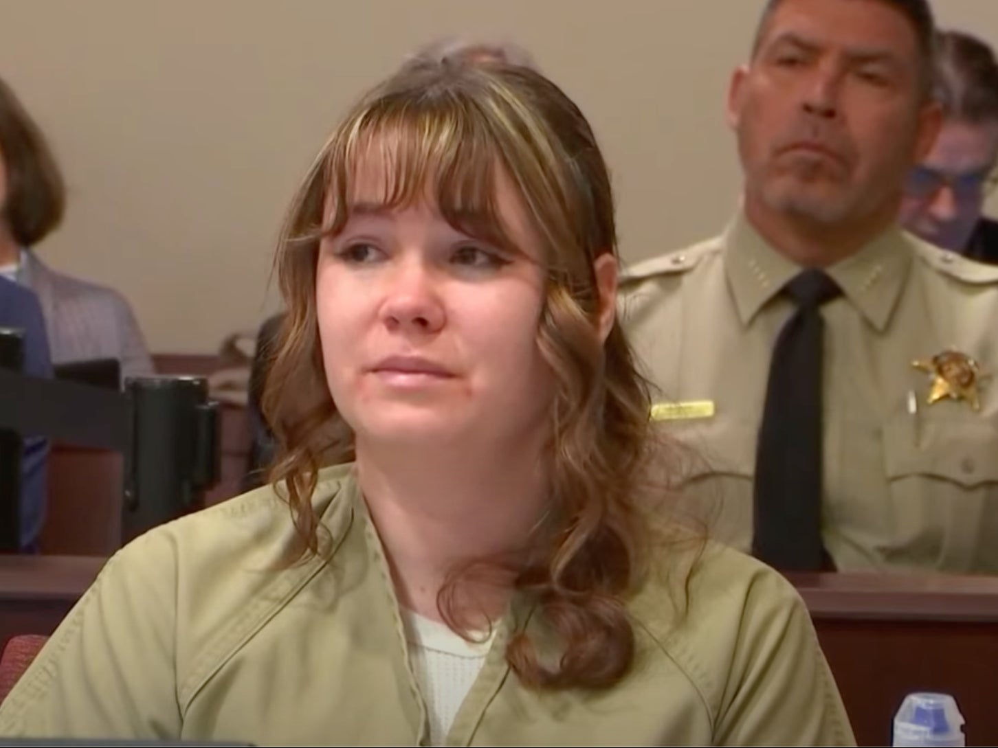 Rust armourer Hannah Gutierrez-Reed, who was convicted of involuntary manslaughter in the shooting death of cinematographer Halyna Hutchins, during her sentencing hearing in Santa Fe, New Mexico