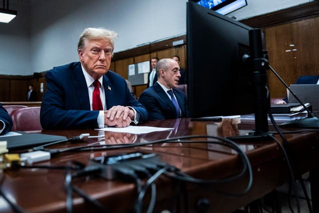 <p>Donald Trump in the New York courtroom </p>