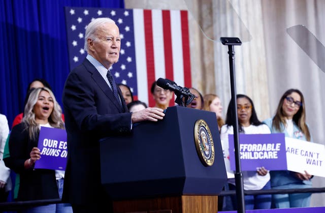 <p>President Joe Biden campaigns in Washington DC on 9 April</p>