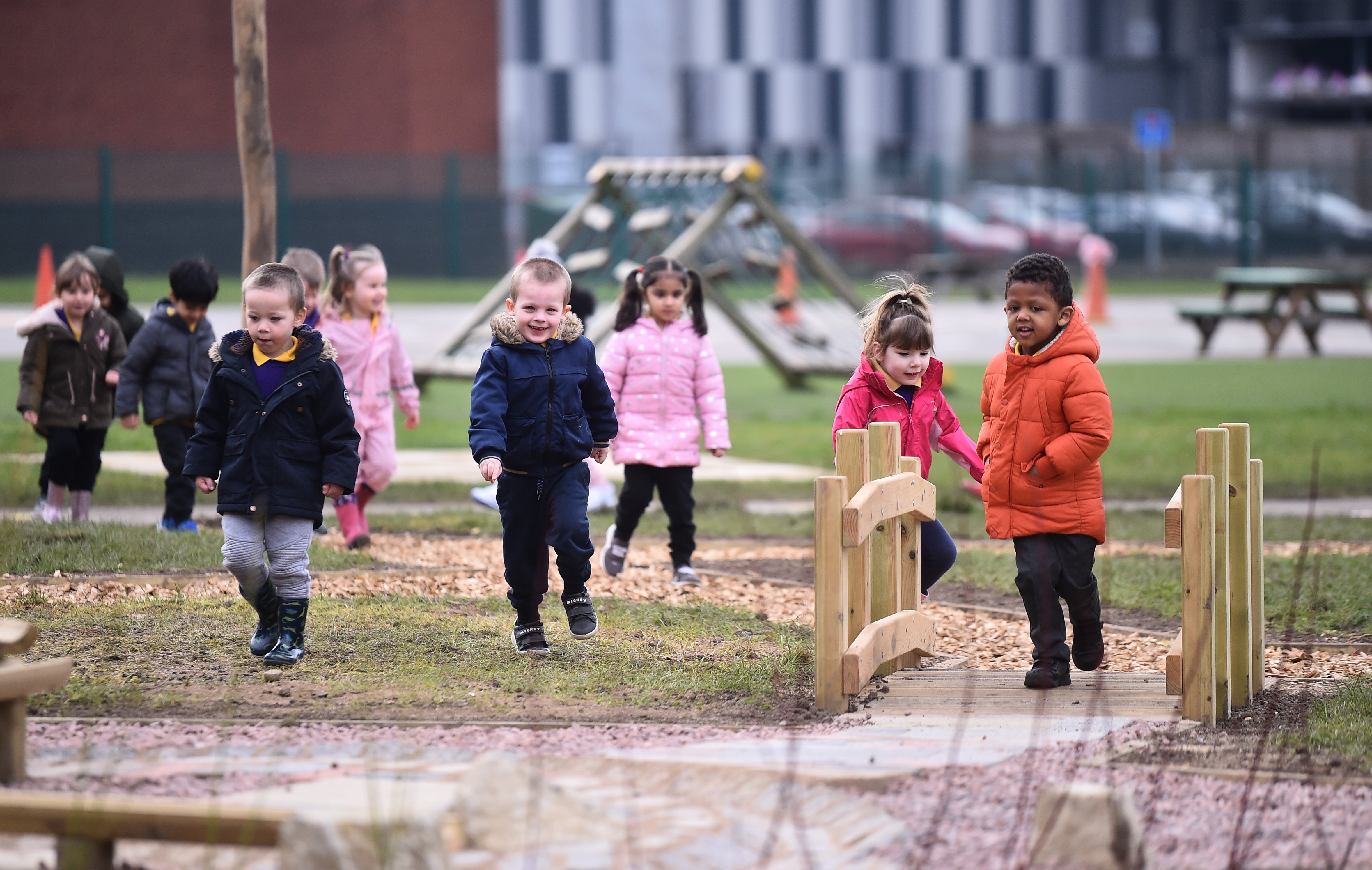 File: Children enjoy outside play at St Mary’s CE Primary School on 8 March 2021 in Stoke on Trent, England