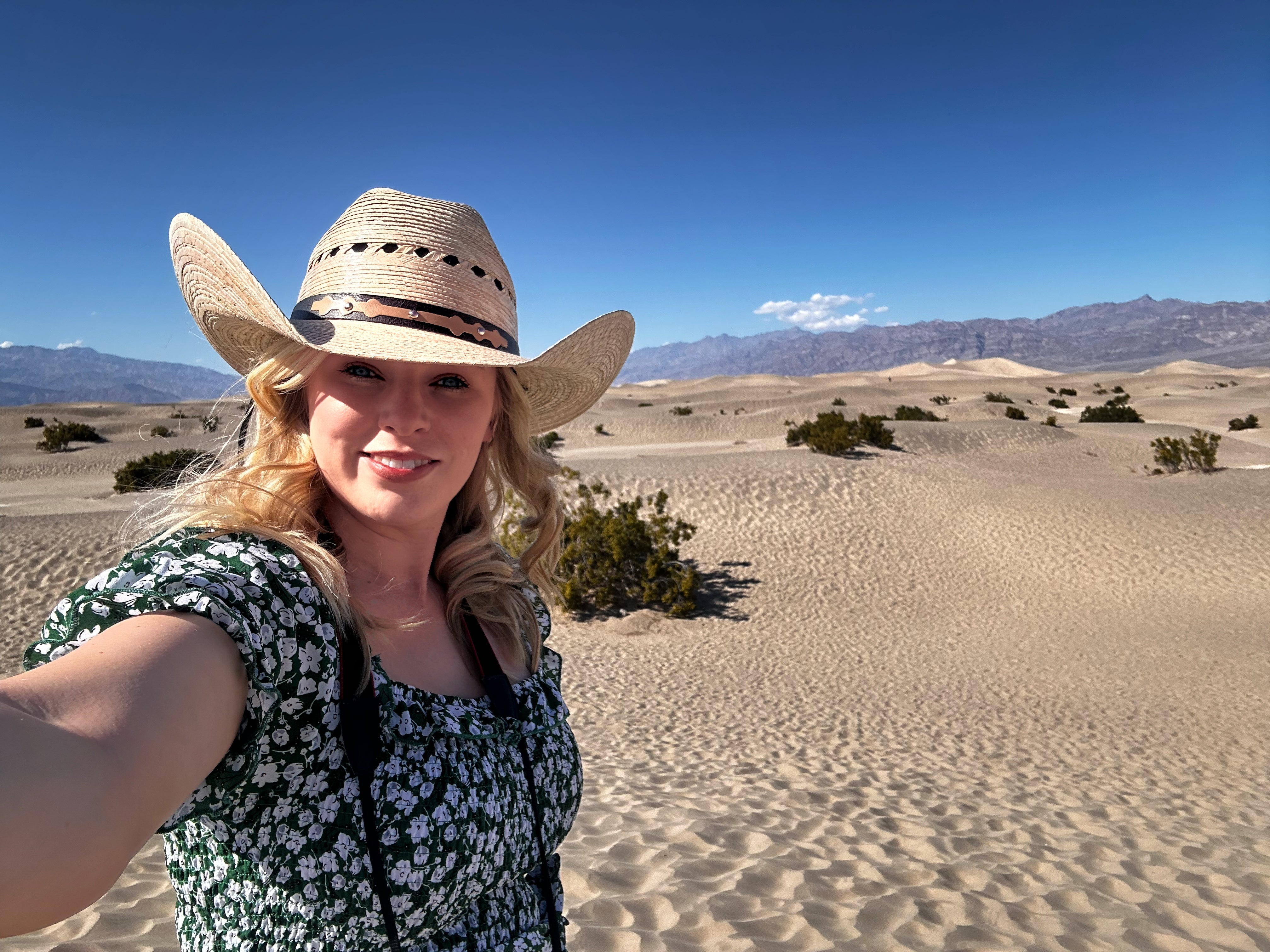 Laura at the Mesquite Sand Dunes in Death Valley