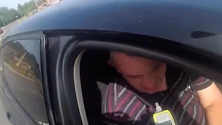 <p>Drink driver struggles to string sentence together when stopped by police after crash.</p>