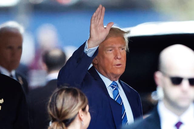 <p>Donald Trump departs his midtown home to head to court on Tuesday morning </p>