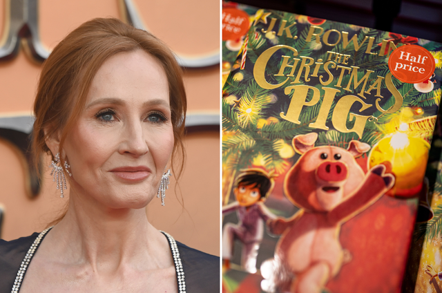 <p>JK Rowling and her children’s book ‘The Christmas Pig’</p>