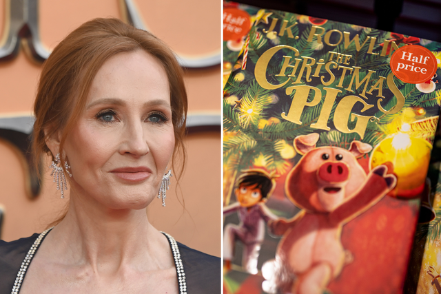 <p>JK Rowling and her children’s book ‘The Christmas Pig’</p>