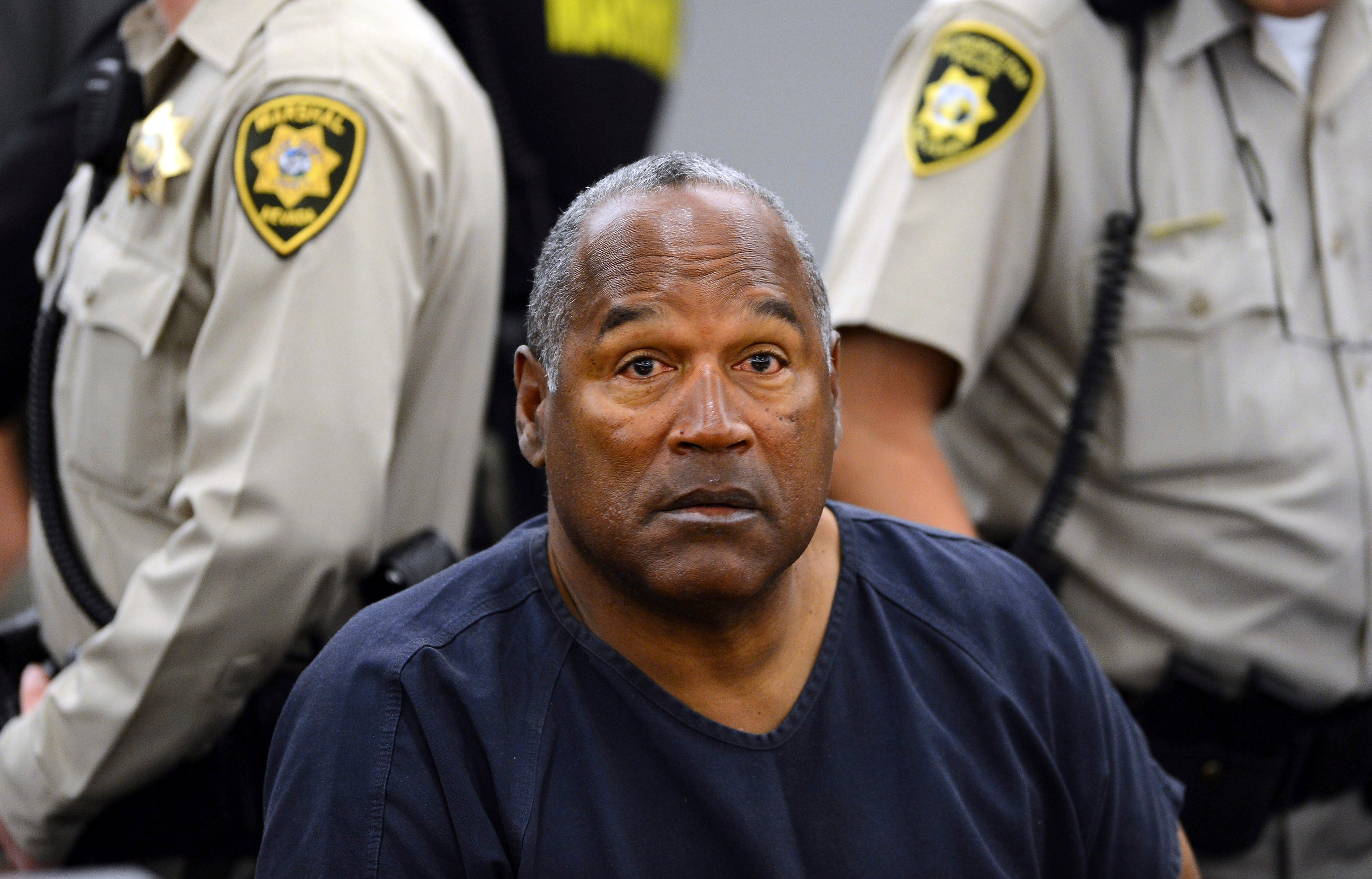 O.J. Simpson sits during a break on the second day of an evidentiary hearing in Clark County District Court in Las Vegas. Fred Goldman, the father of Ron Goldman, is once again trying to collect on a 1997 wrongful death lawsuit he won against Simpson for the death of his son by filing a creditor claim against Simpson’s Las Vegas estate