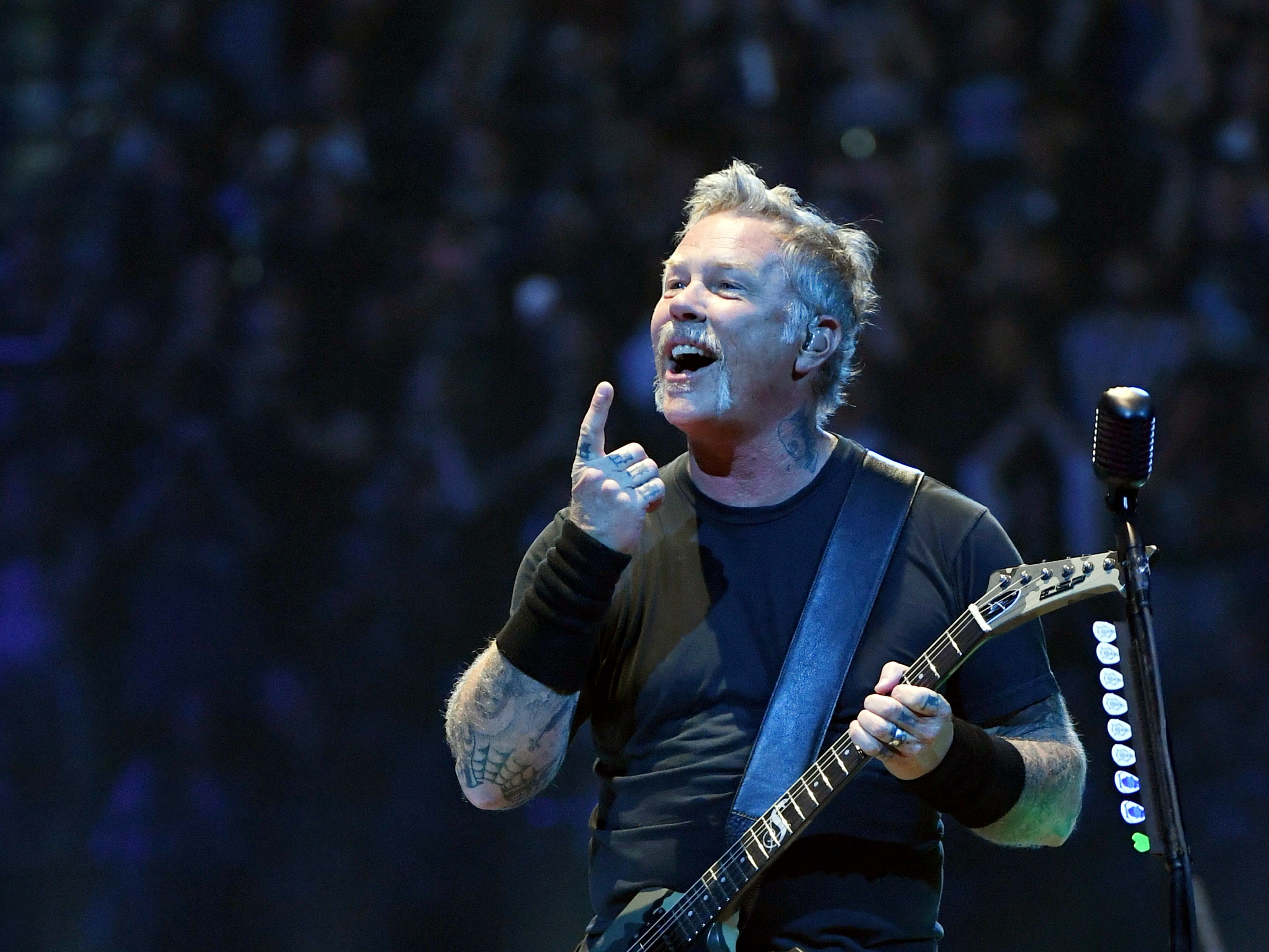 Singer/guitarist James Hetfield of Metallica performs during a stop of the band's WorldWired Tour at T-Mobile Arena on November 26, 2018 in Las Vegas, Nevada