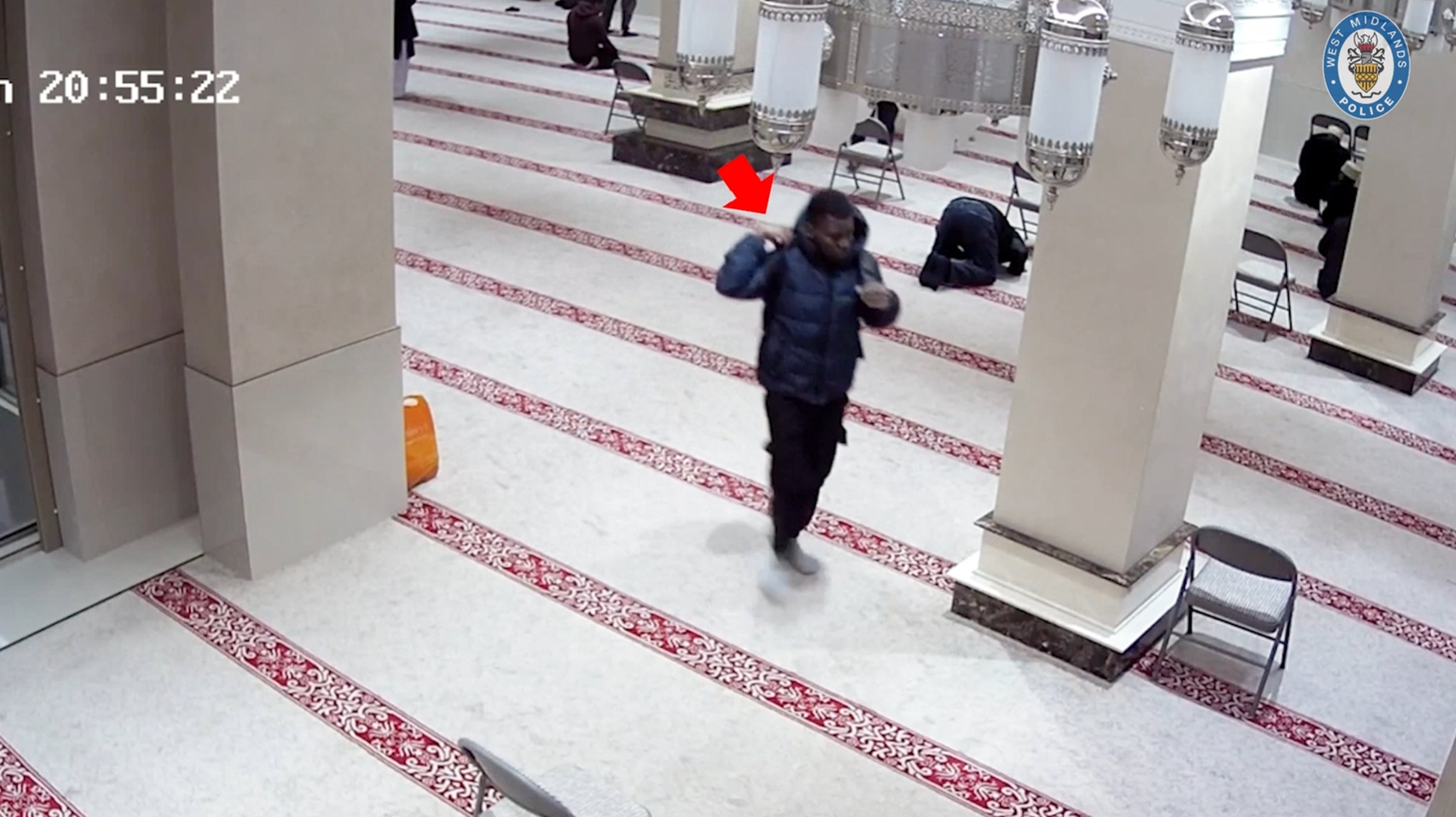 CCTV footage of Mohammed Abbkr leaving the West Ealing Islamic Centre, London, after a prayer service and before his attack on 82-year-old Hashi Odowa