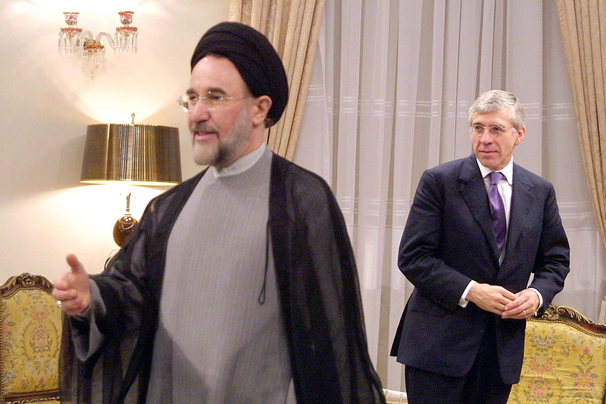 Iranian president Mohammad Khatami meets with Straw in Tehran in 2001