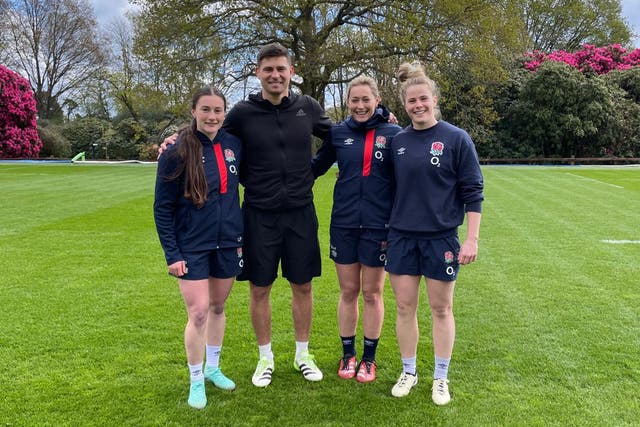<p>Lucy Packer, Ben Youngs, Natasha Hunt and Ella Wyrwas worked together at England’s Pennyhill Park training base</p>