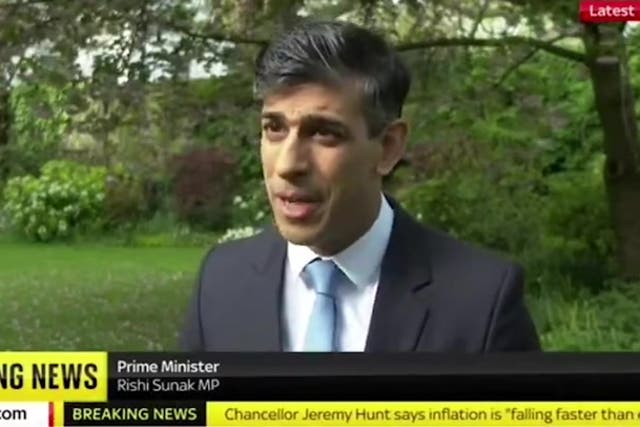 <p>Rishi Sunak says Tories have ‘plan’ six times in 40-second interview.</p>