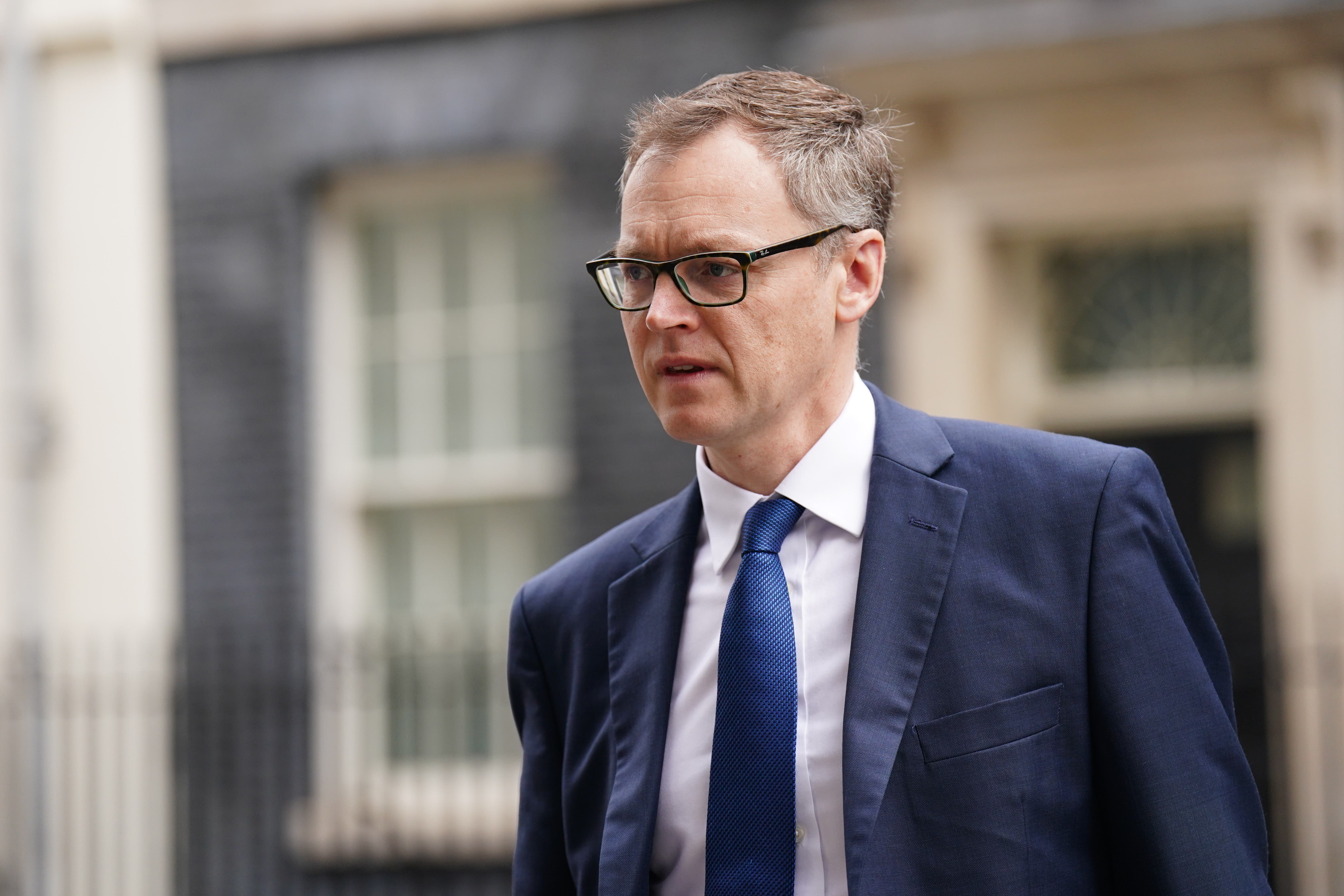 Illegal immigration minister Michael Tomlinson leaves Downing Street, London (James Manning/PA)