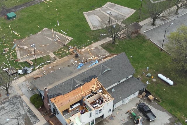 <p>Debris from a house’s roof in Smithville Lake, Missouri following a tornado on 16 April 2024</p>