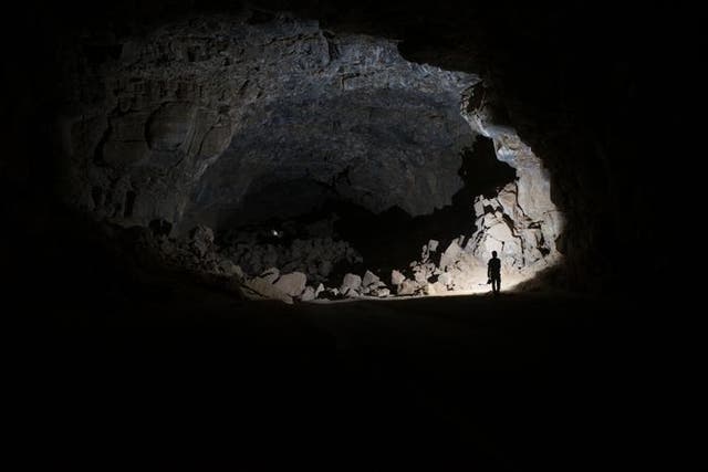 <p>Researchers explore the Umm Jirsan Lava Tube system</p>