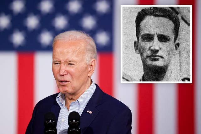 <p>President Joe Biden speaks at Stupak Community Center on March 19, 2024 in Las Vegas, Nevada. He made the surprising suggestion that his uncle may have been eaten by <a href="/topic/cannibals">cannibals</a> after being shot down during World War II  </p>