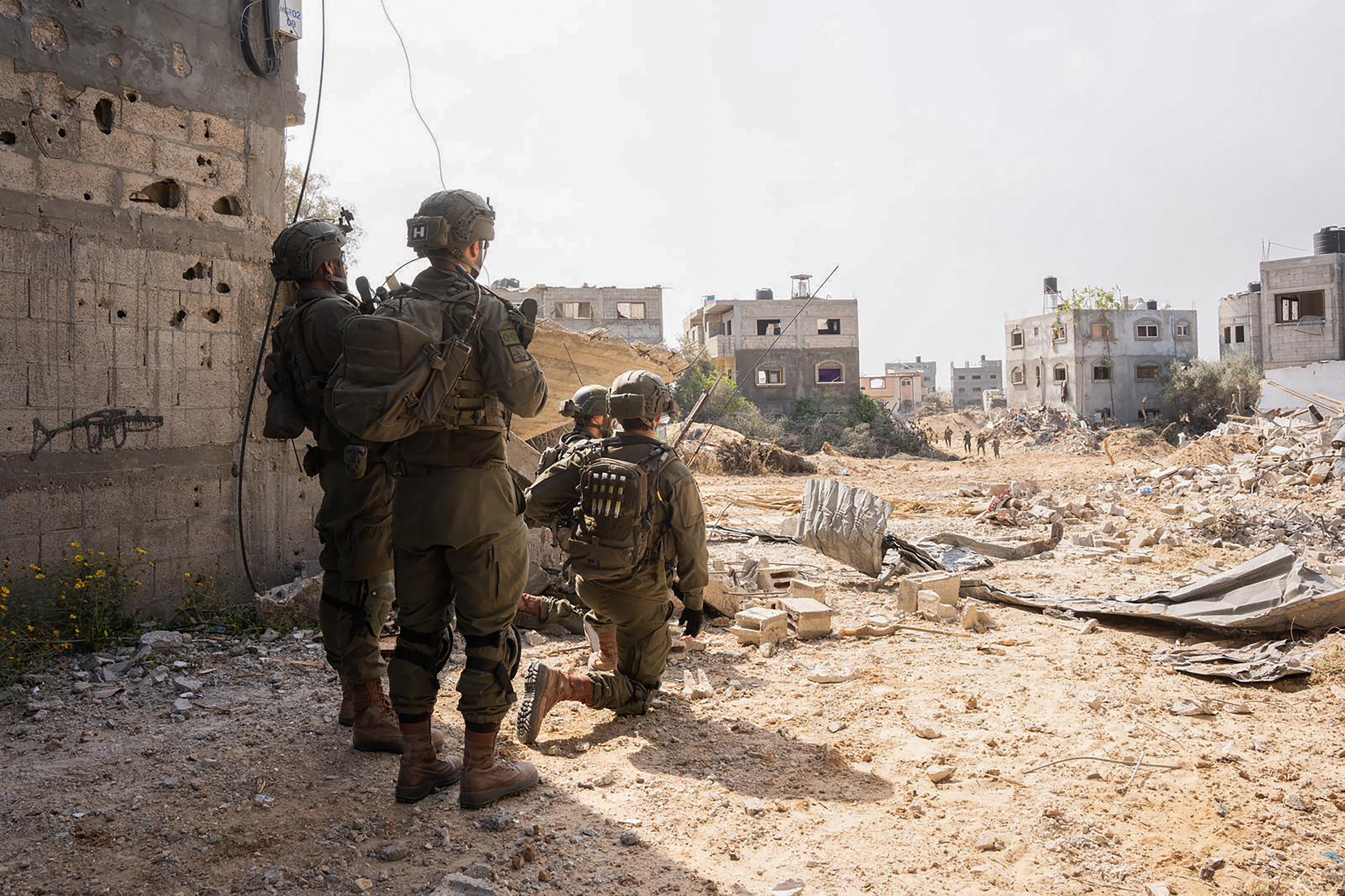 Israeli soldiers operating in the Gaza Strip amid continuing battles between Israel and the Palestinian militant group Hamas