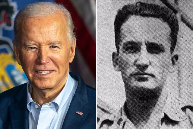 <p>President Joe Biden (left) and his uncle Ambrose Finnegan </p>
