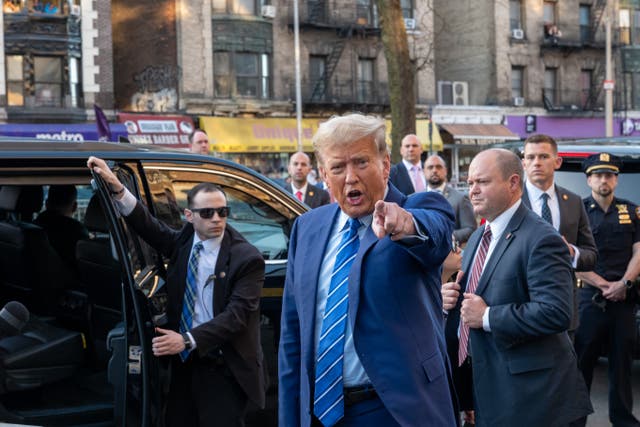 Former President Donald Trump visits a bodega in the Harlem neighbourhood of upper Manhattan