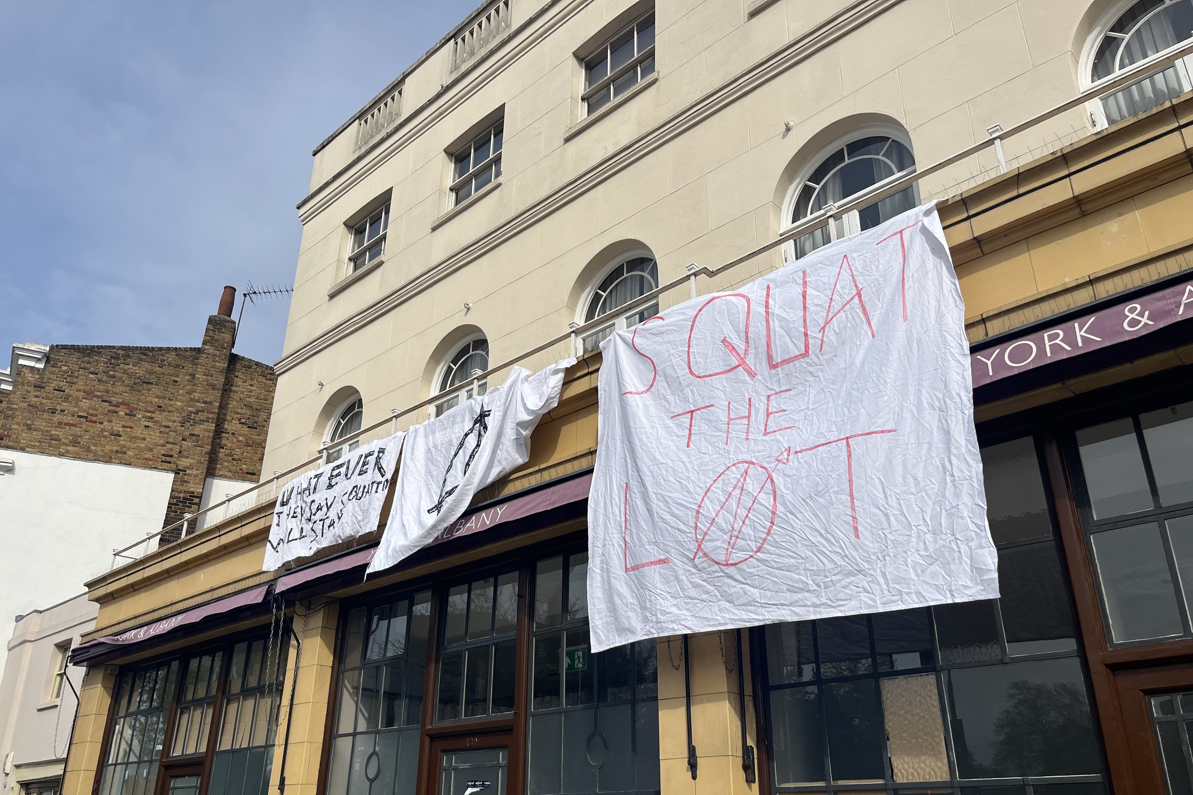 The squatters locked themselves inside Grade II-listed York & Albany hotel and gastropub