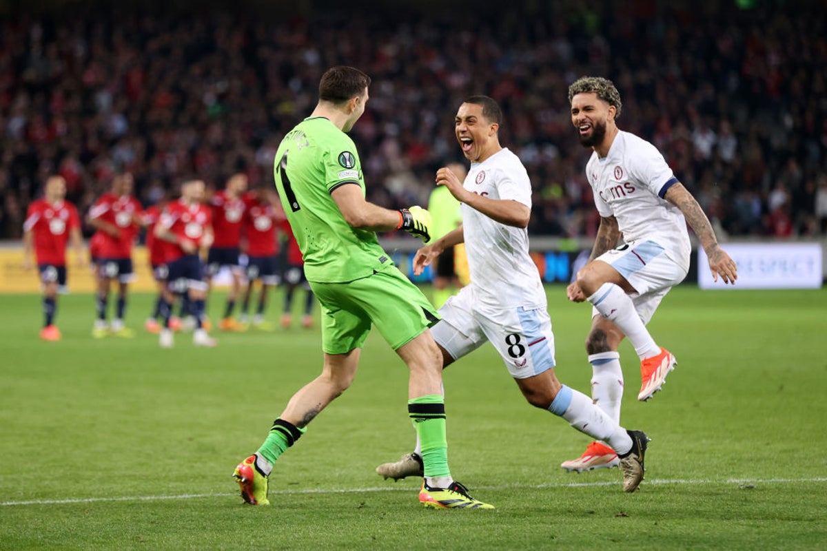 Emiliano Martinez saves two penalties as Aston Villa reach Europa Conference League semis