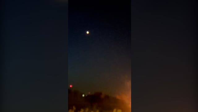 <p>Blasts of light and explosions over Isfahan in Iran in suspected Israel missile attack.</p>