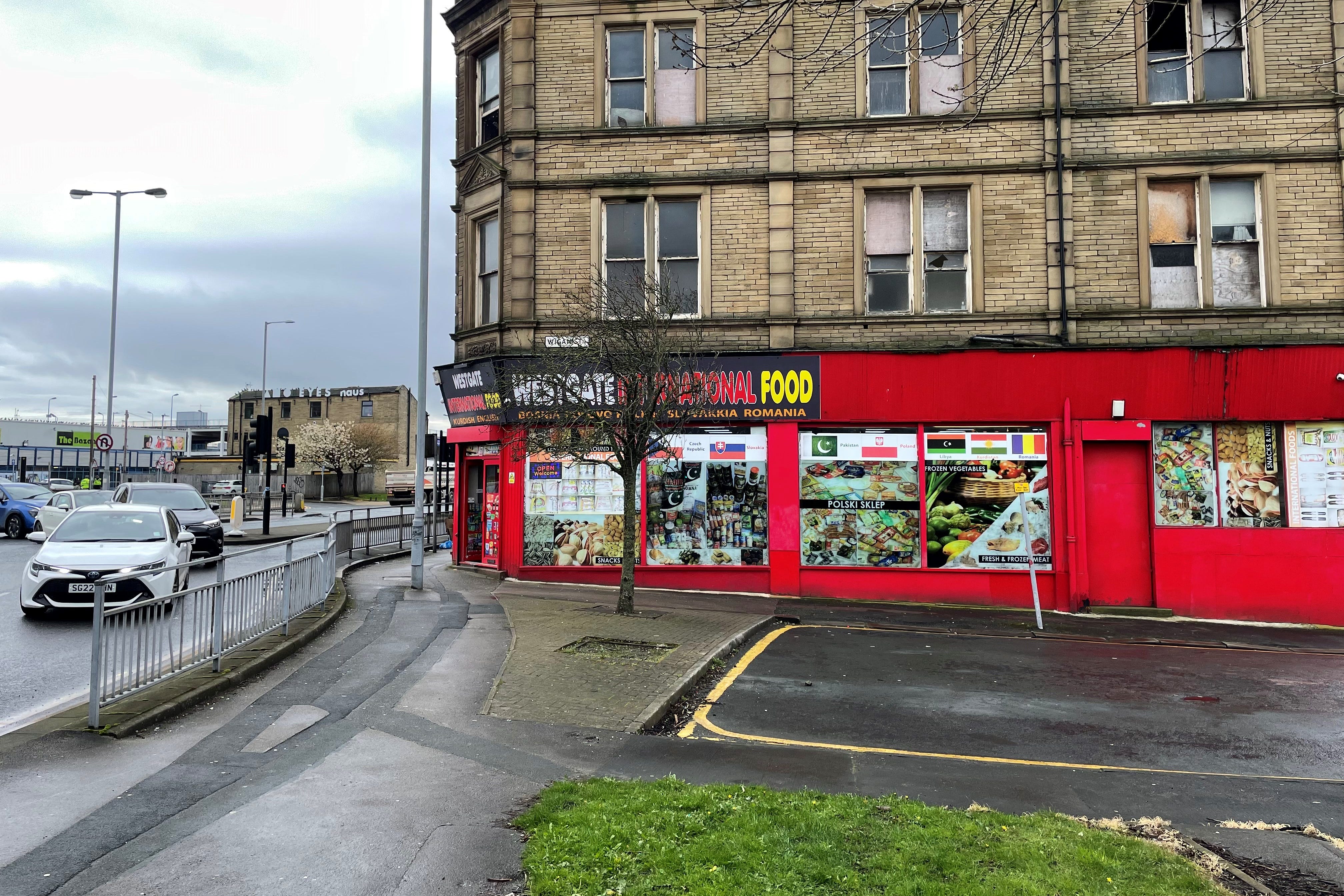 The scene in Bradford where Kulsuma Akter was stabbed to death as she pushed her baby in a pram on April 6 (Dave Higgens/PA)