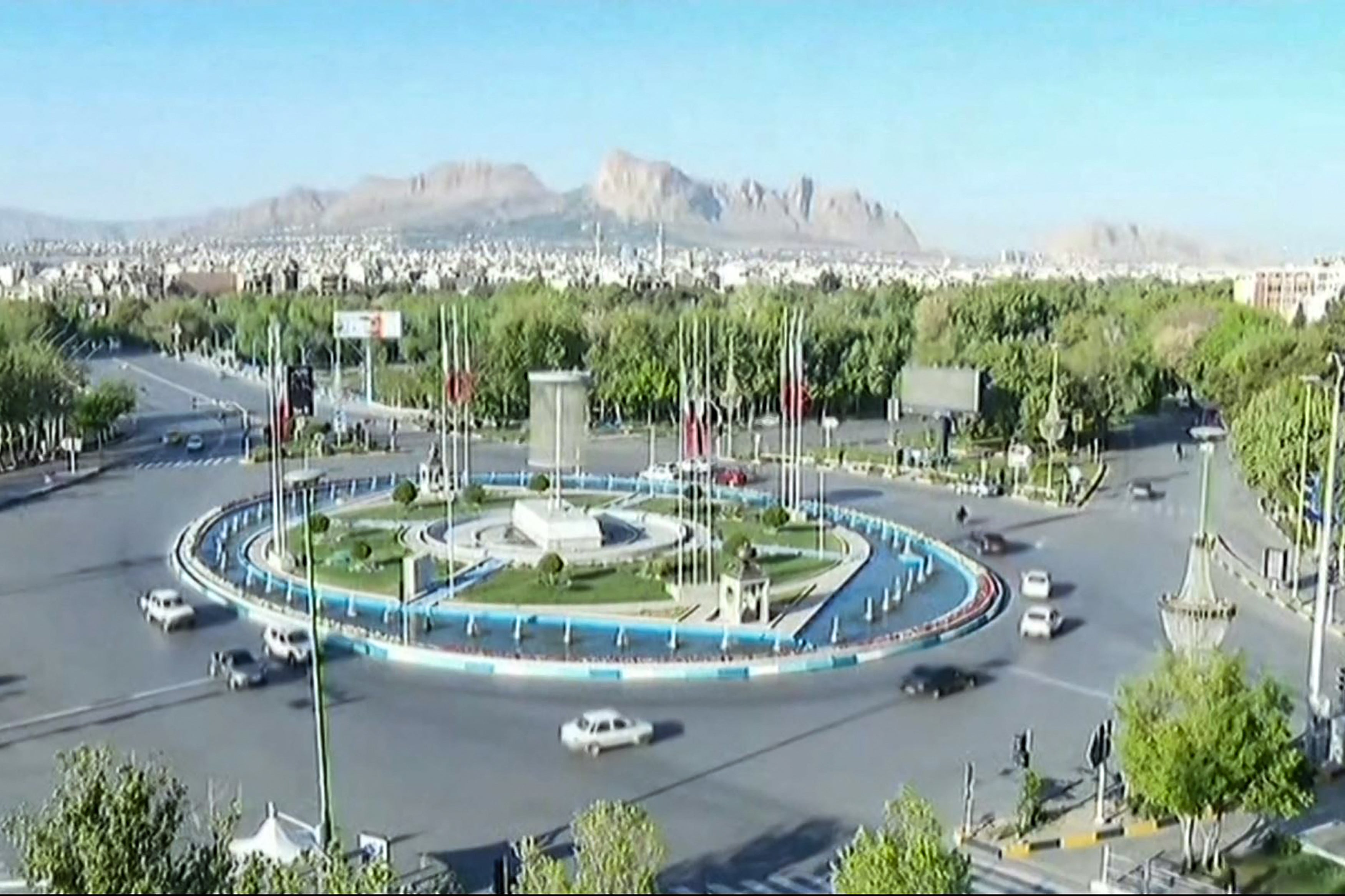 Iranian state TV released an image of the city in the wake of explosions overnight as the country appeared to downplay the attack