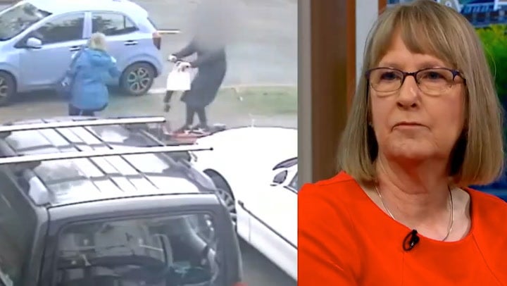 <p>CCTV shows moment grandmother knocked to ground by e-scooter rider.</p>