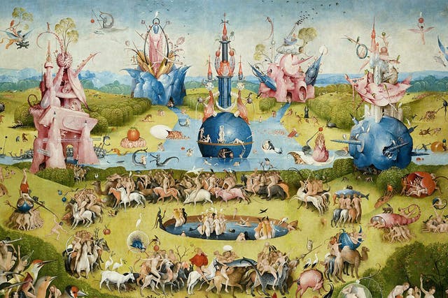 <p>The Garden of Earthly Delights by the Dutch painter Hieronymus Bosch, completed in 1500 </p>