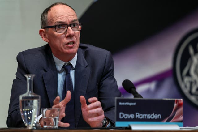Dave Ramsden, of the Bank of England’s Monetary Policy Committee, said the UK has become a ‘laggard’ when it comes to its inflation performance (Henry Nicholls/PA)