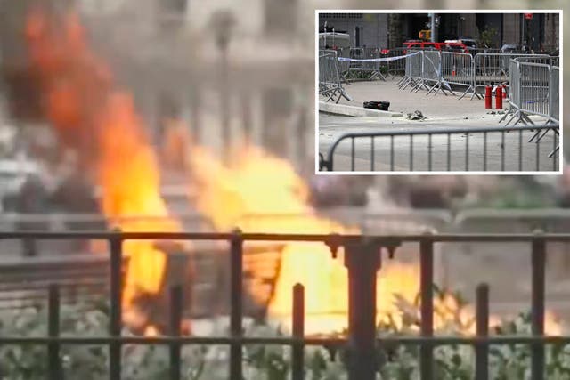 <p>A man set himself on fire outside the Manhattan Criminal Court during Donald Trump’s trial on Friday </p>