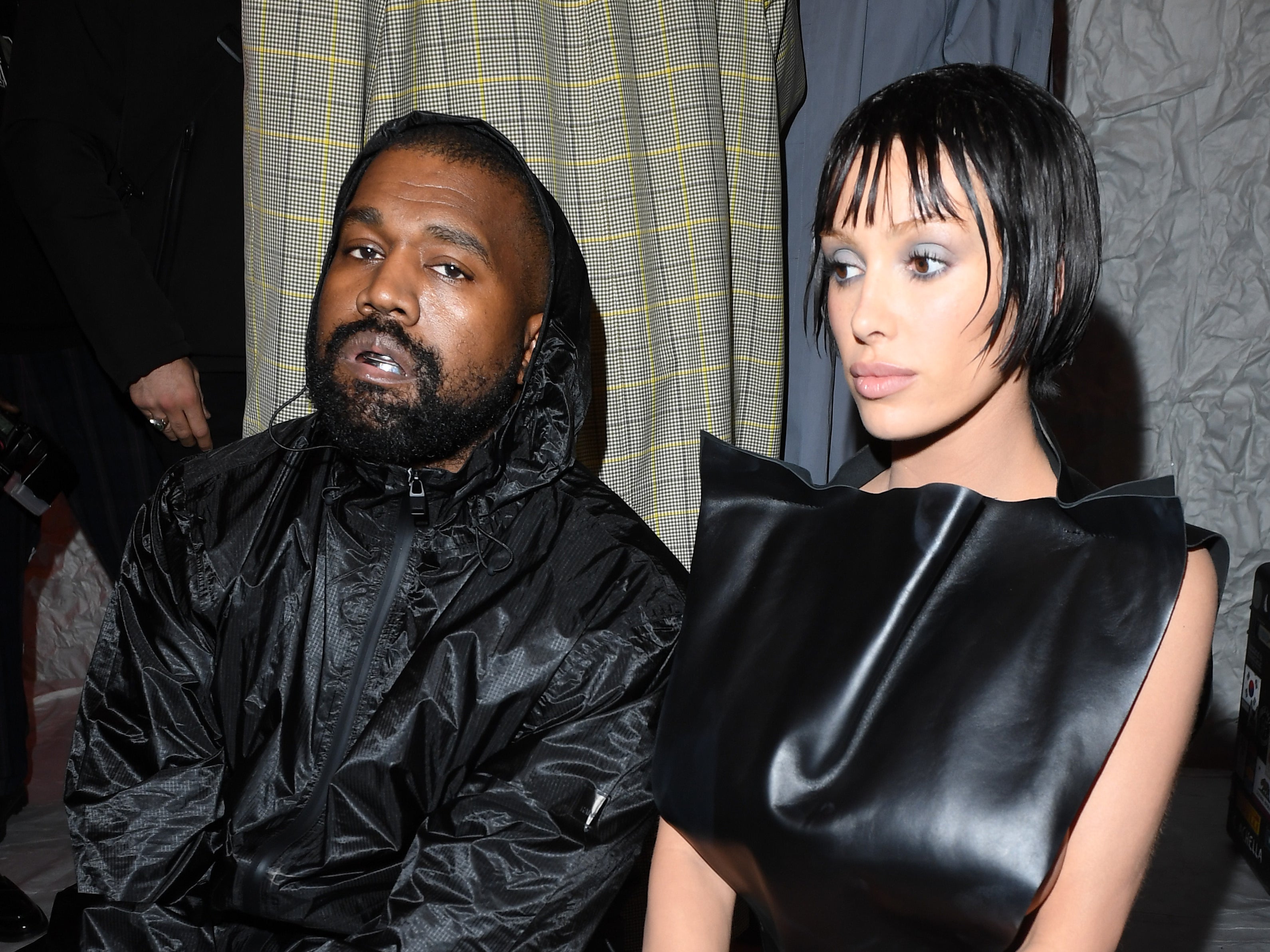 Kanye West with Bianca Censori at the Marni Fall/Winter 2024 Fashion Show, Milan Fashion Week, in February 2024