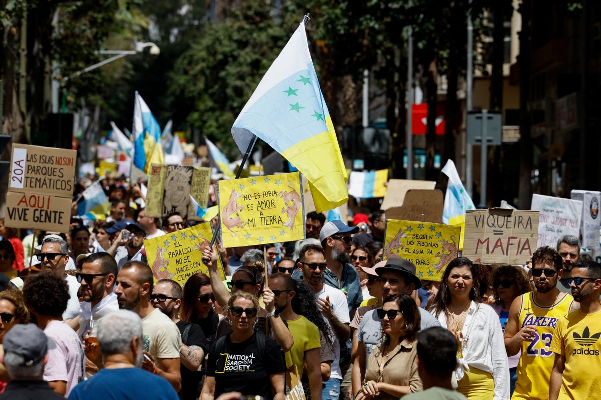 Thousands take to streets in Tenerife to protest against mass tourism