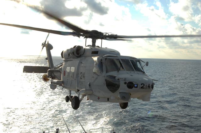 <p>An undated file photo shows a SH-60K Japan  Maritime Self-Defense Force helicopter</p>